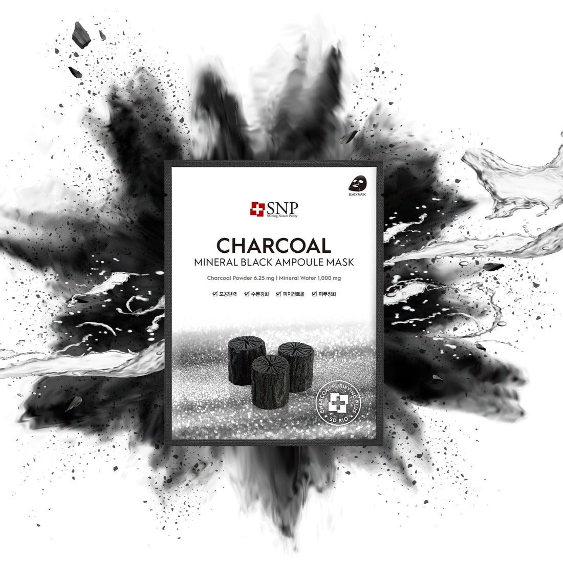 SNP Charcoal Mineral Black Ampoule Mask Box [10pcs] | La Cosmetique