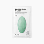 Dr. Jart+ Dermask Micro Jet Soothing Hydra Solution Sheet Mask on a white background showing the mask's packaging.