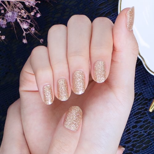 Glossy BlossomGel Nail Strips - Light Gold Amazing Glitter - La Cosmetique