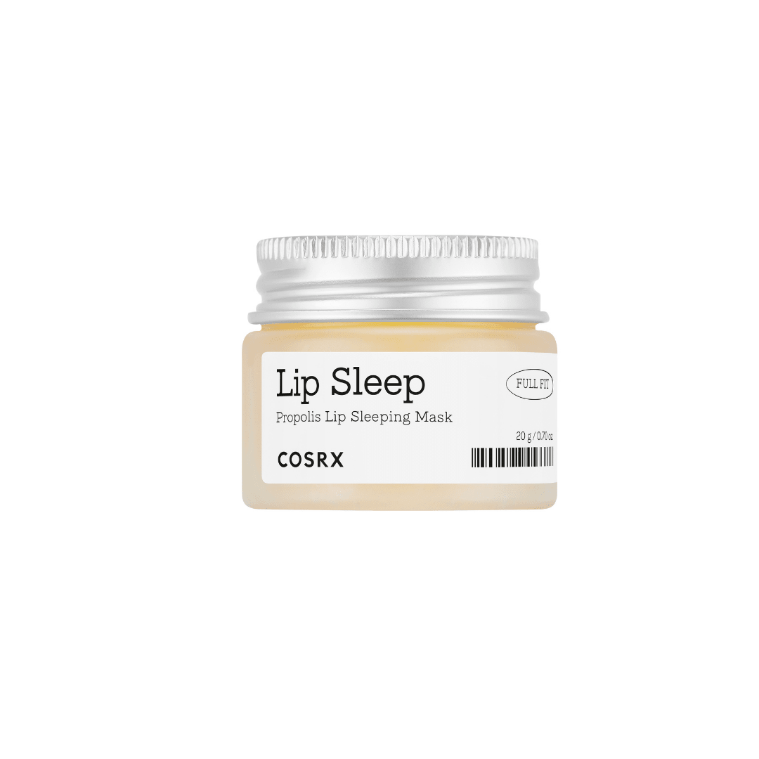 COSRX Full Fit Propolis Lip Sleeping Mask jar and packaging in yellow and black design
