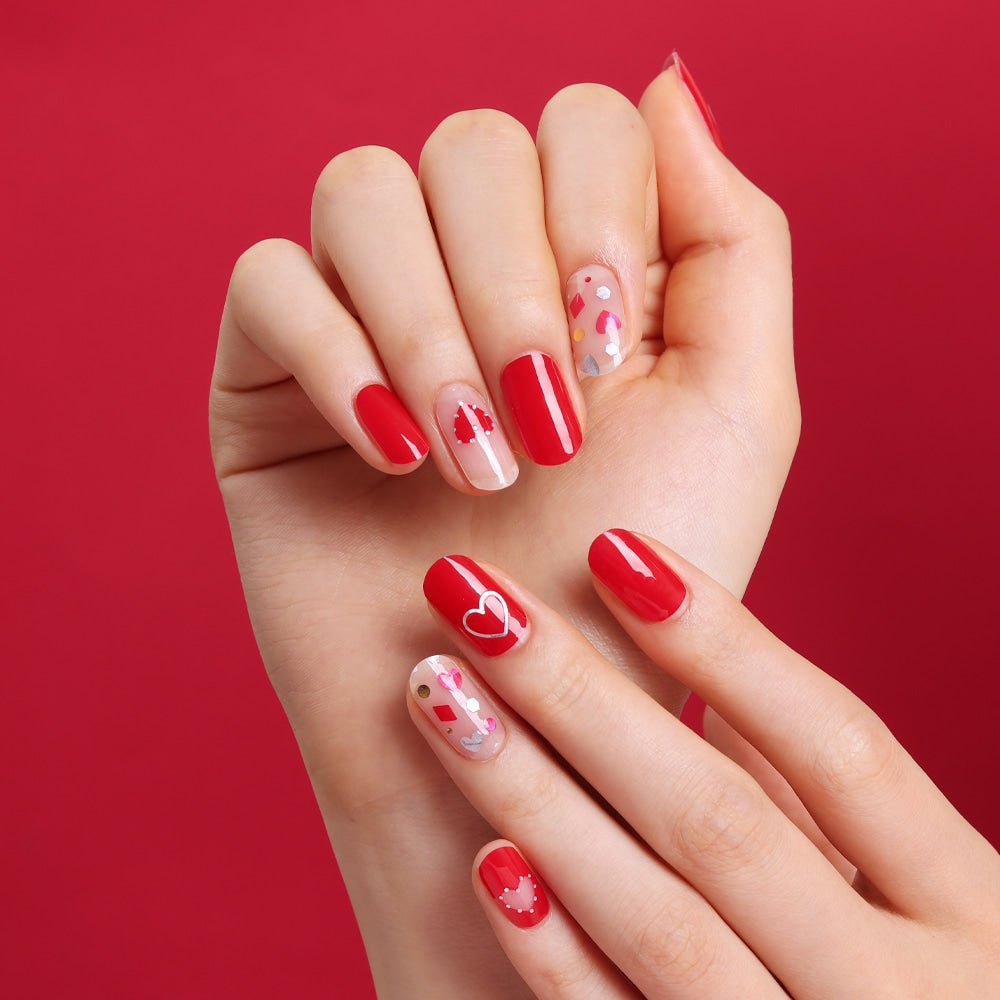 Glossy Blossom Gel Nail Strips - Hot Romance | La Cosmetique