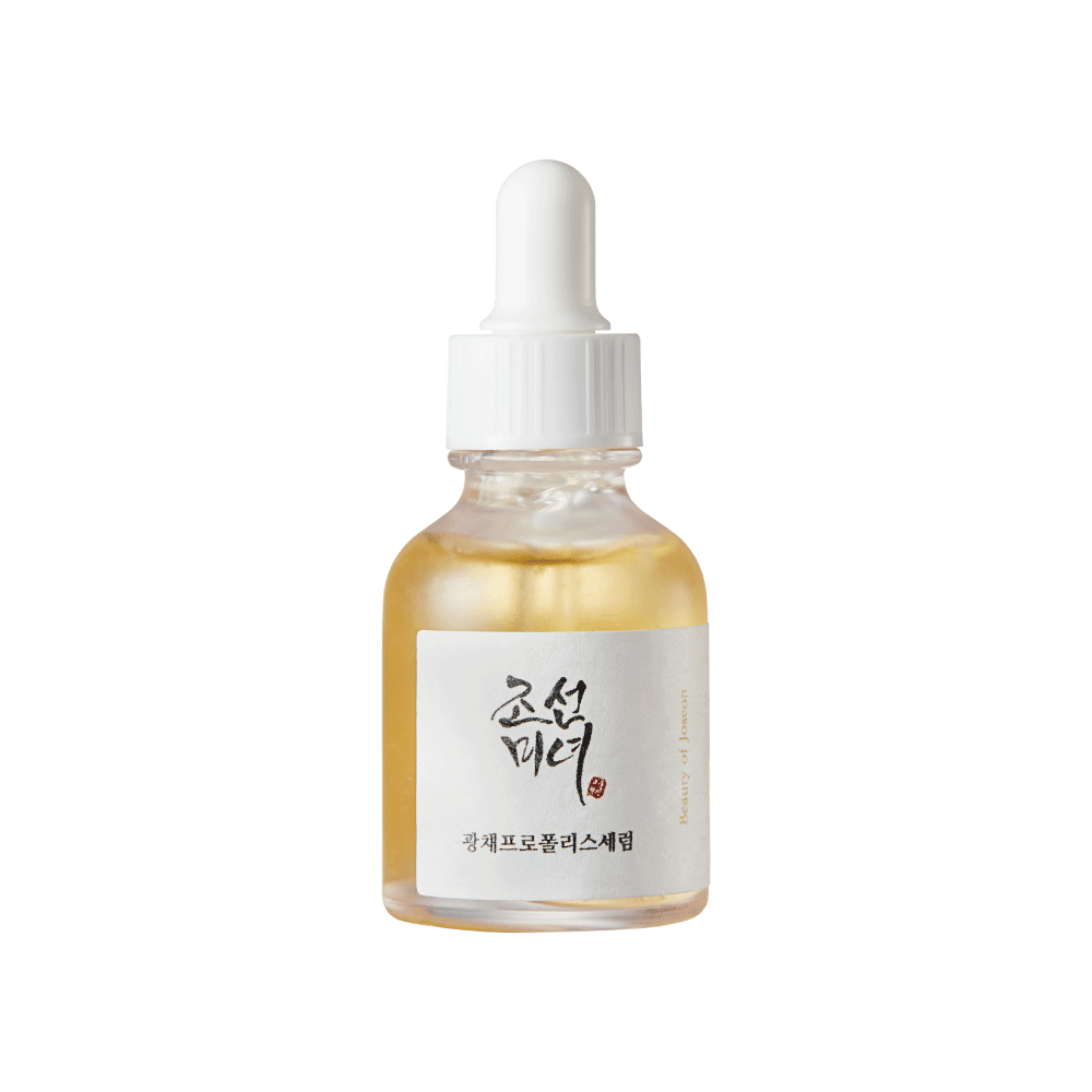 Beauty of Joseon Glow Serum with Propolis and Niacinamide showcasing the serum's clear, lightweight texture.