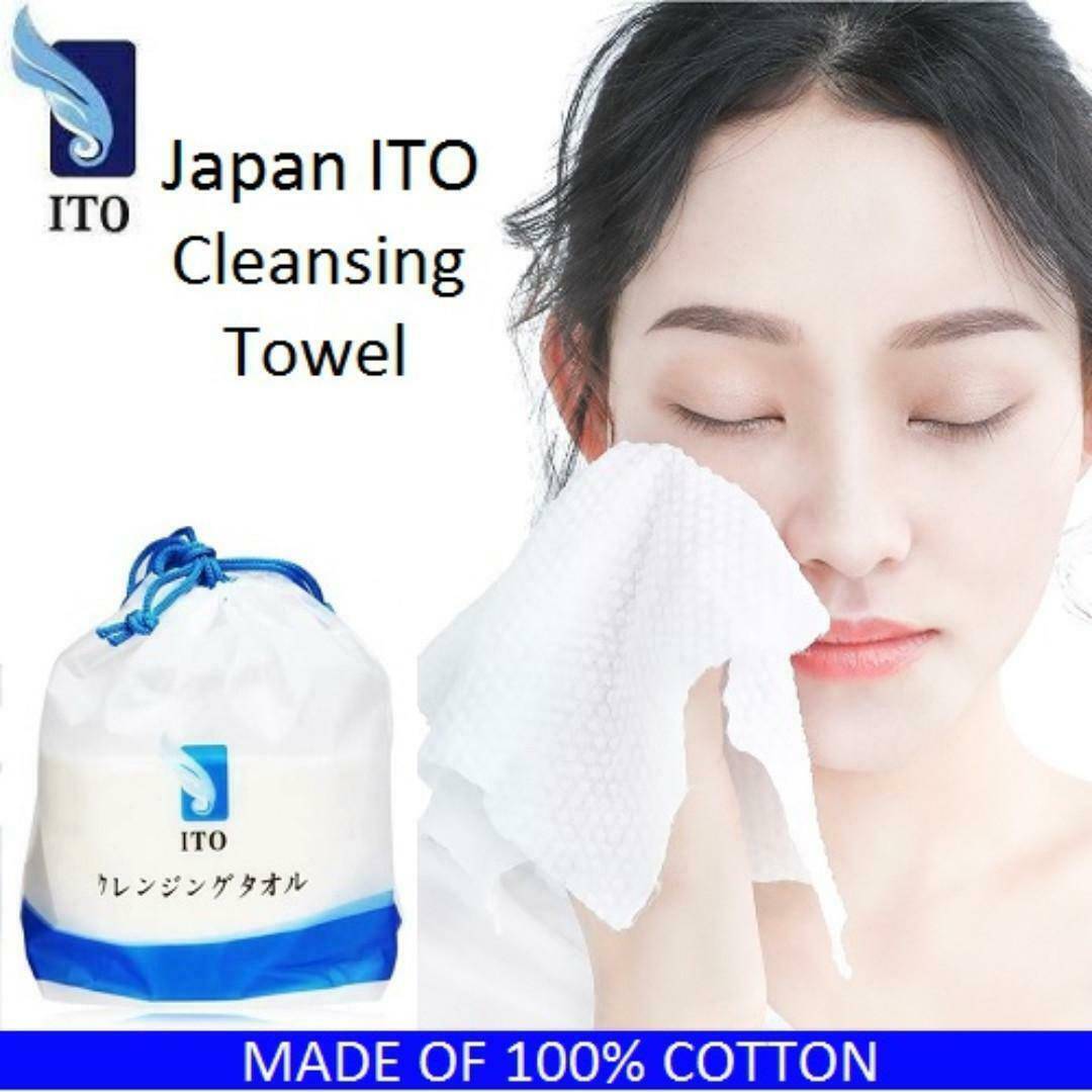 Ito cleansing facial cotton towel, soft makeup remover cloth for gentle facial cleansing, made in Japan.