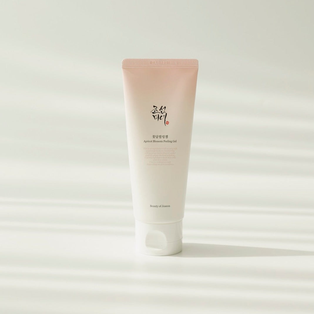 Beauty of Joseon Apricot Blossom Peeling Gel in a 100ml tube, showing the exfoliating gel with apricot blossom extract.