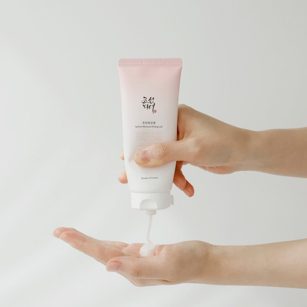 Beauty of Joseon Apricot Blossom Peeling Gel in a 100ml tube, exfoliant and scrub with apricot blossom ingredients.