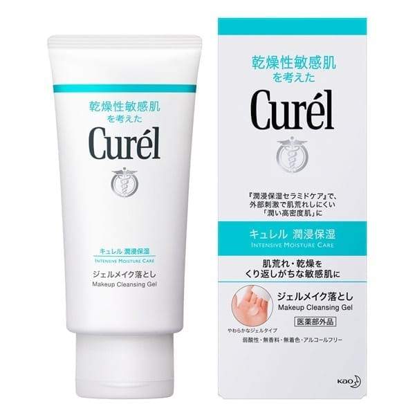 KAO Curel Makeup Cleansing Gel 130g, gel and foam cleanser for removing makeup and impurities from skin.