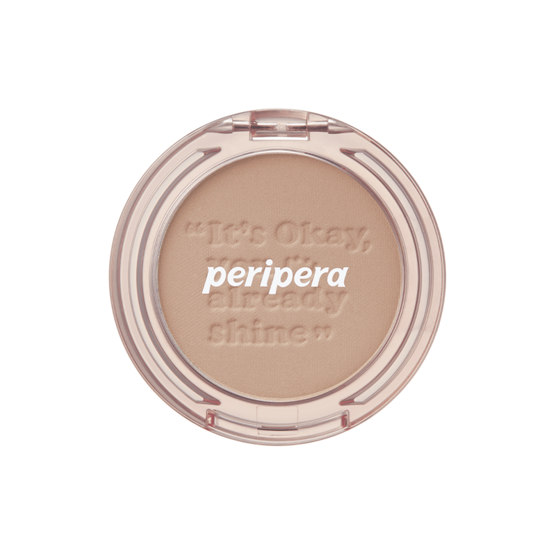 Peripera Pure Blushed Sunshine Cheek blush in Cotton Nude, soft peach shade, showcasing the compact with blush color visible.