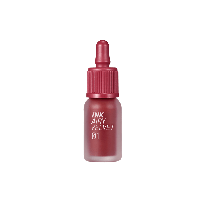 Peripera Ink Airy Velvet Lip Tint in Hotspot Red, showcasing the soft, velvety texture and vibrant color of the lip product.