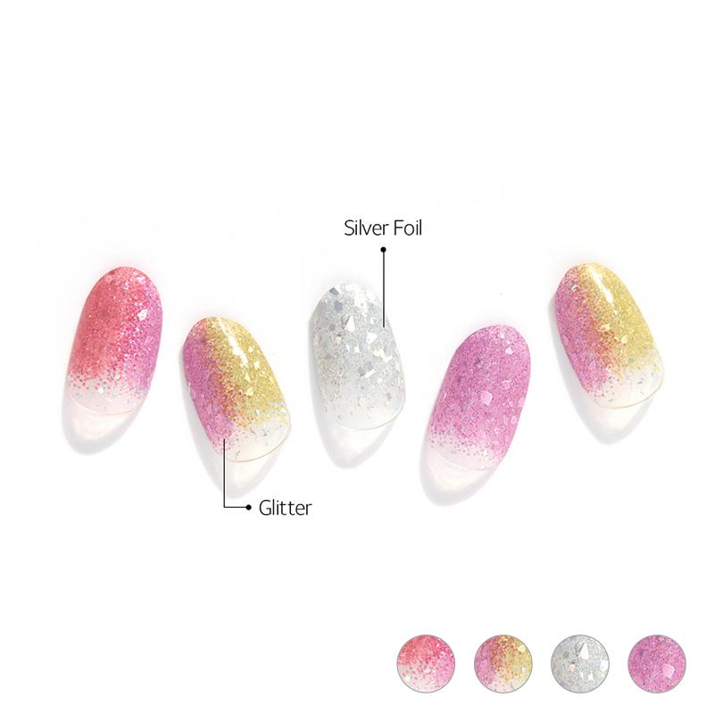 Glossy BlossomGel Nail Strips - Rainbow Sherbet - La Cosmetique