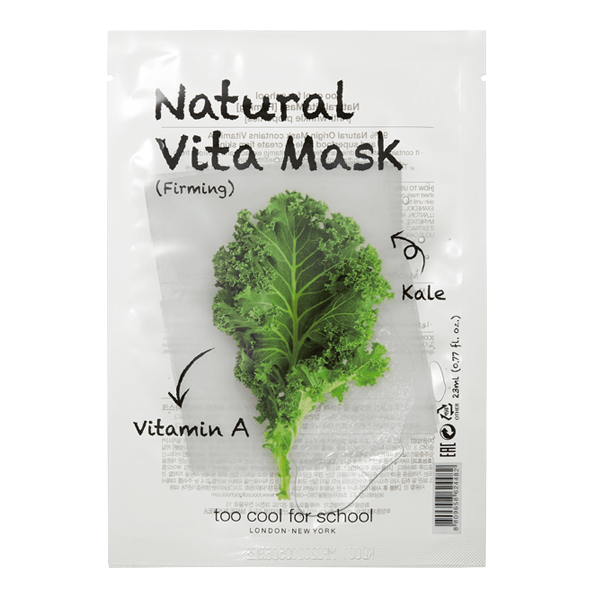 Too Cool For School Natural Vita Sheet Mask for firming, featuring fresh ingredients and nourishing skincare benefits.