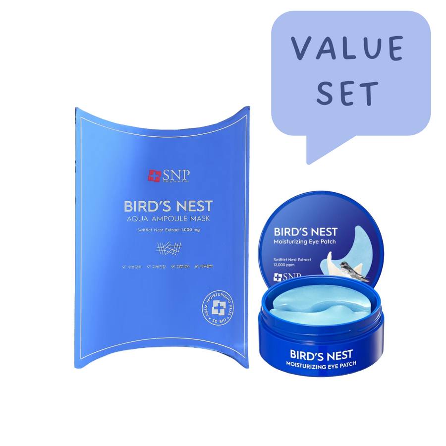 SNPValue Set SNP  Bird's Nest Aqua Ampoule Facial Mask and Moisturising Eye Patch - La Cosmetique