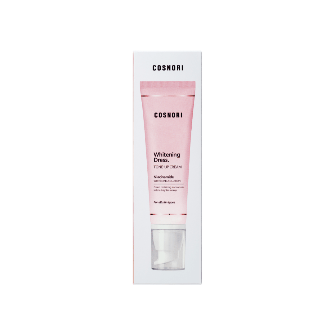 COSNORI Whitening Dress Tone-Up Cream 50ml tube packaging with brightening skincare cream label
