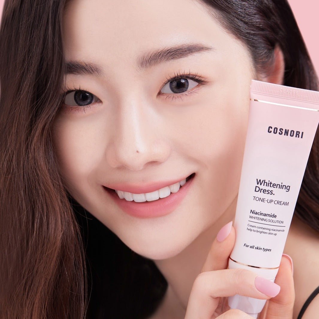 COSNORI Whitening Dress Tone-Up Cream 50ml tube and box packaging for brightening skincare routine
