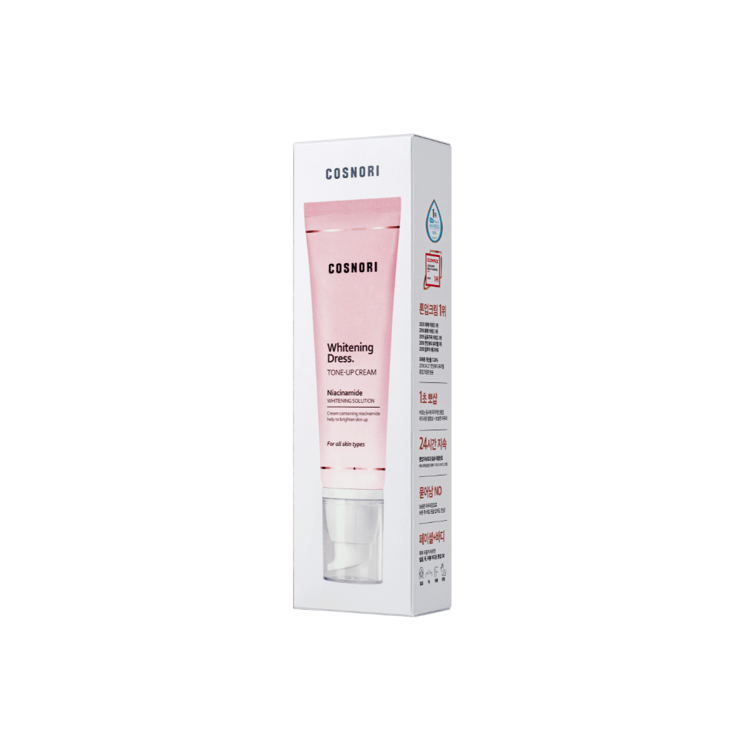 COSNORI Whitening Dress Tone-Up Cream 50ml tube and box packaging for brighter-looking skin